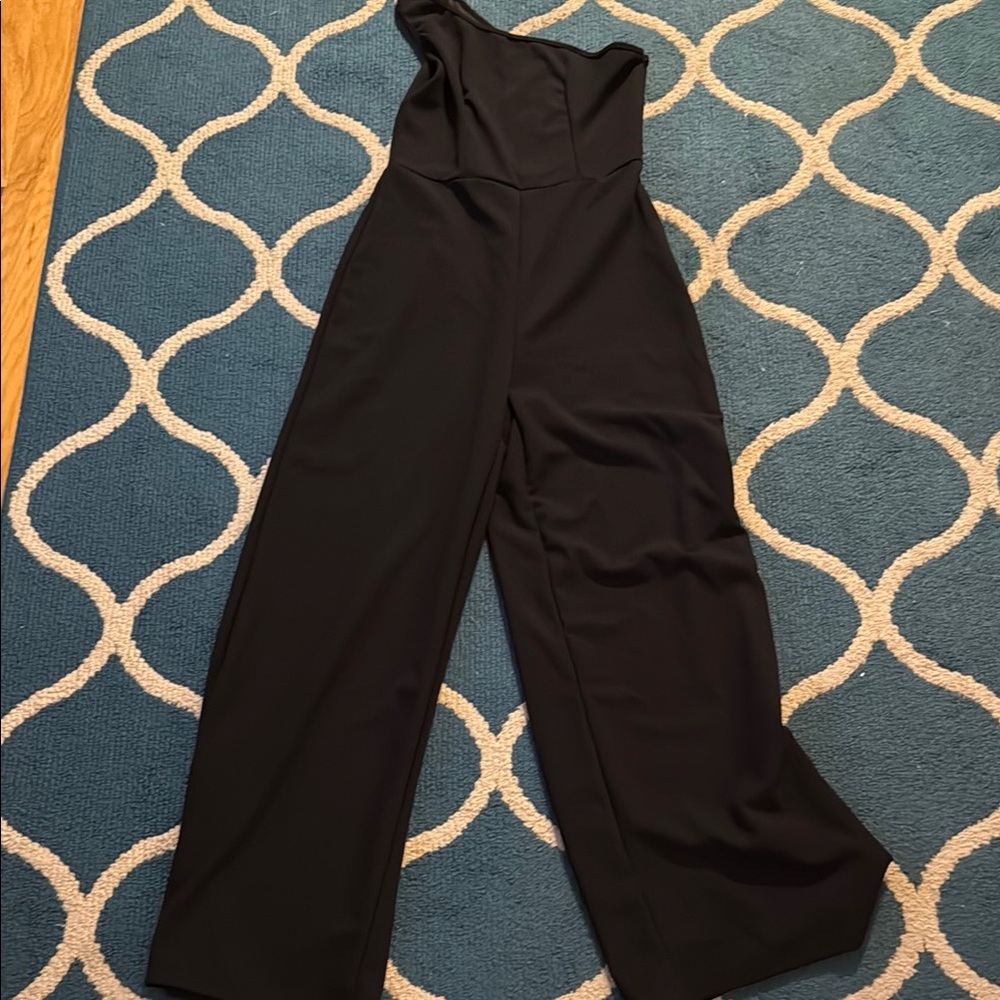 One Shoulder Black Jumpsuit
